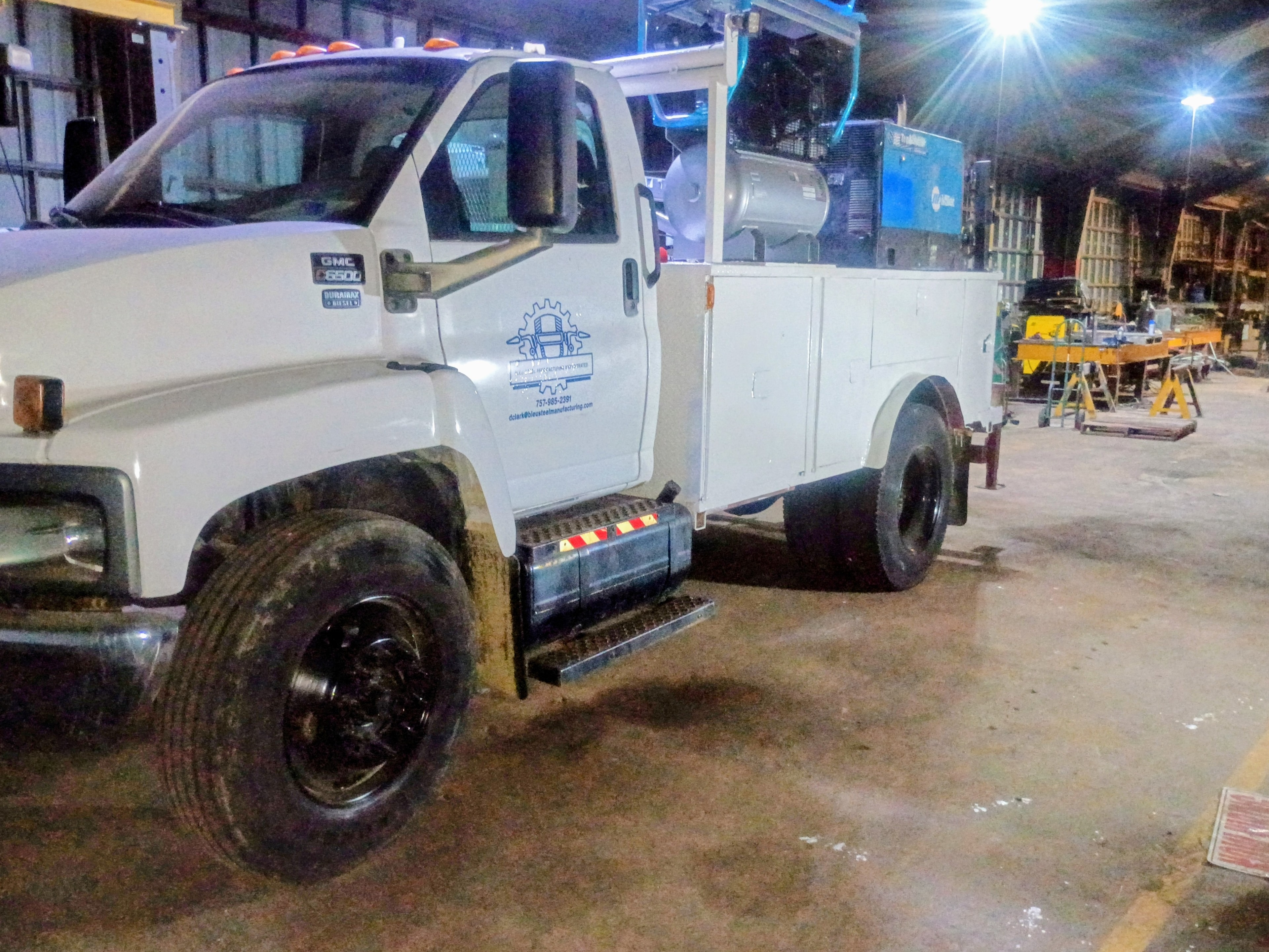 BleuSteel fabrication shop — steel components being assembled